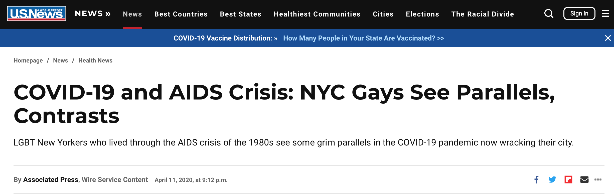 A screenshot of a headline that reads 