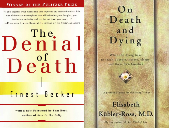 Two book covers: The Denials of Death and On Death and Dying