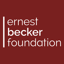 graphic with burgundy background and white text ernest becker foundation