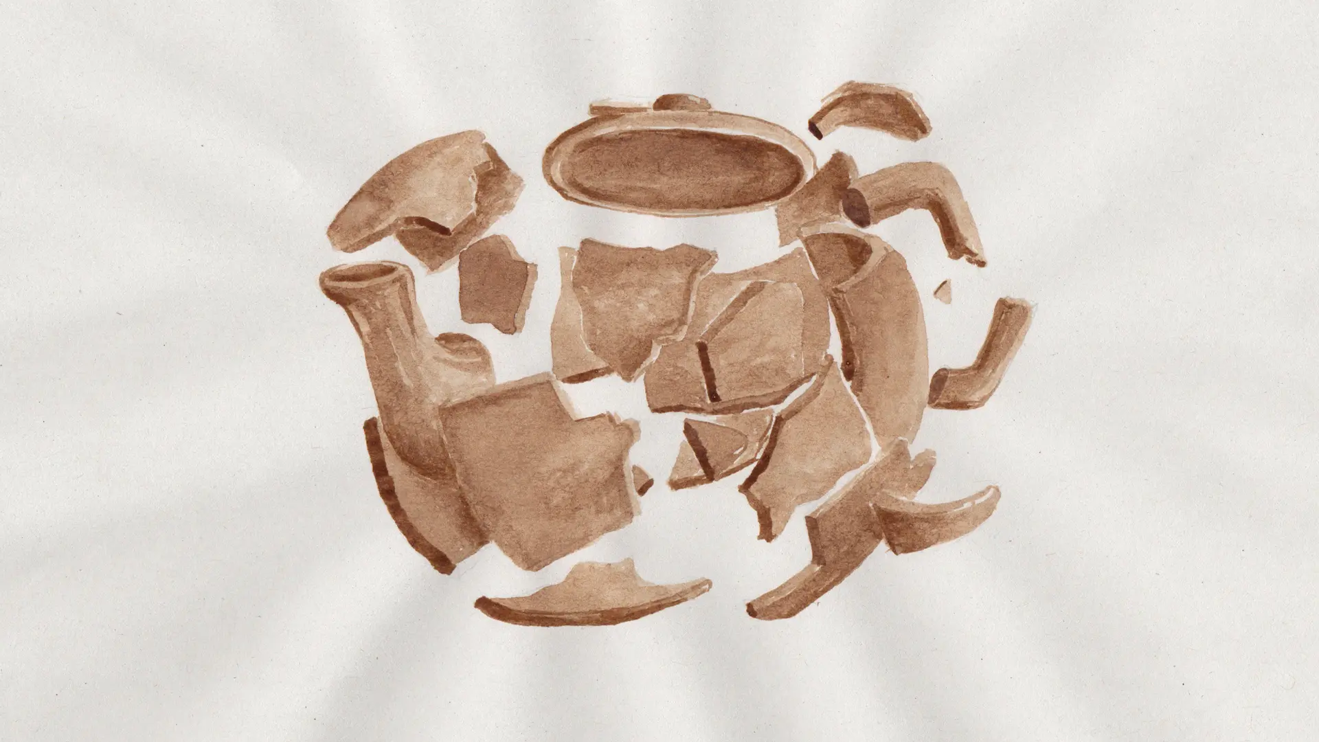 Illustration of a broken clay pot