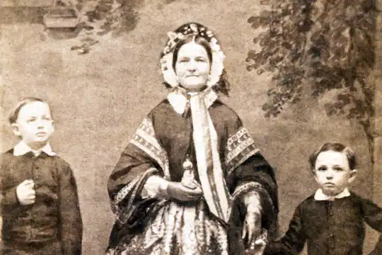 Mary Lincoln with two of her four sons, Willie and Tad, in 1860