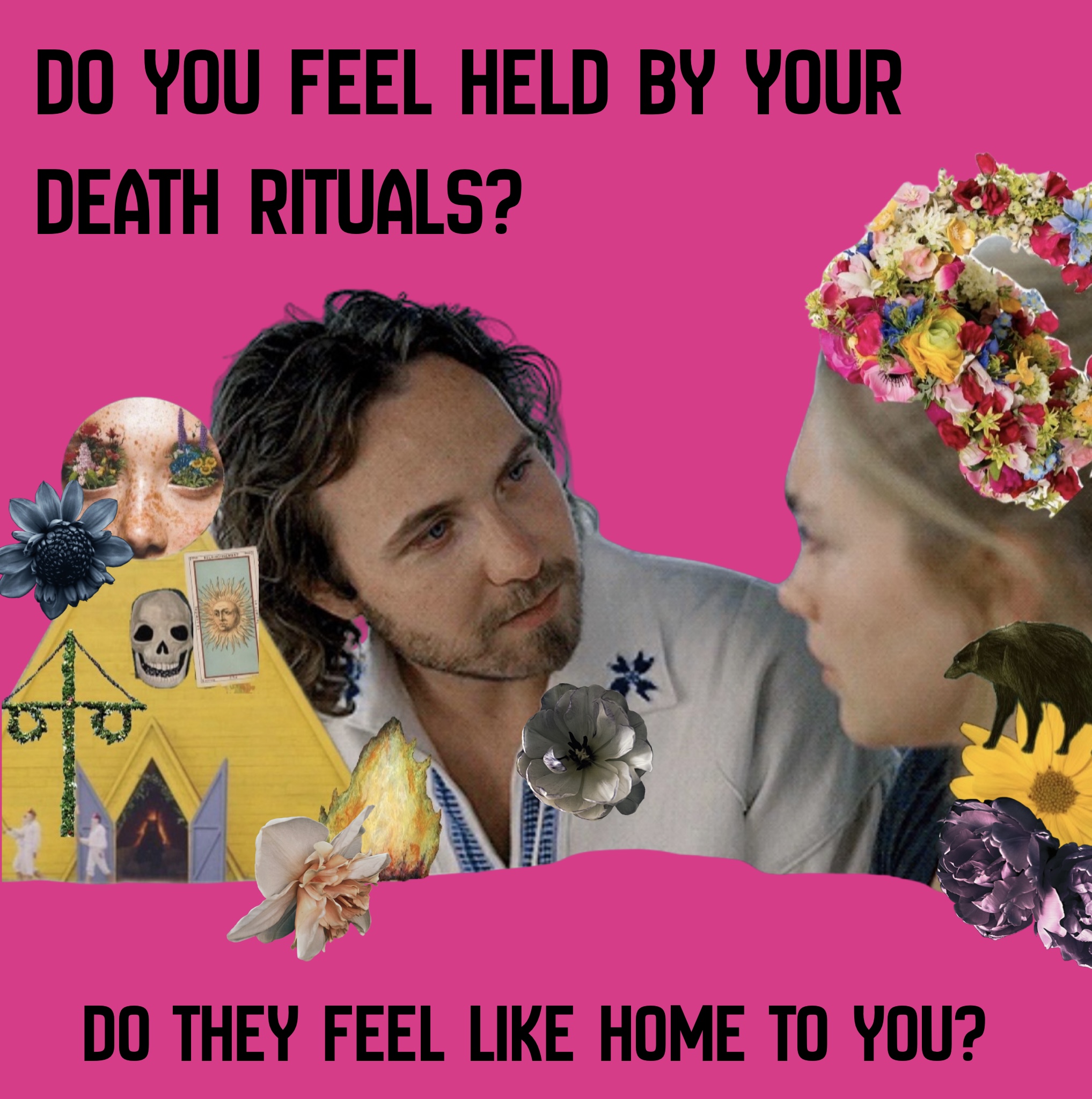 Grapic featuring images from the movie Midsummer with the text, 